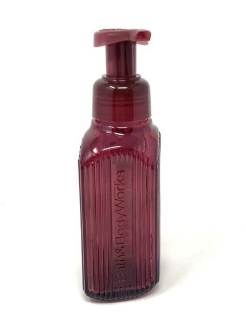 Bath & Body Works Maroon Vertical Lines Foaming Hand Soap Dispenser Glass - Picture 2 of 7